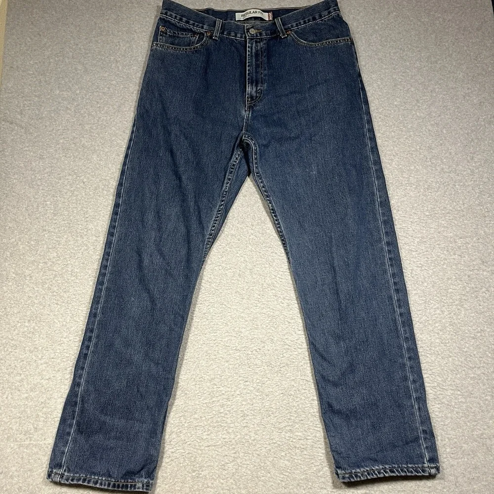 Vintage Levis Jeans Mens 36x32 (Fits 34x32) Blue 505 Straight Denim Cotton Y2K